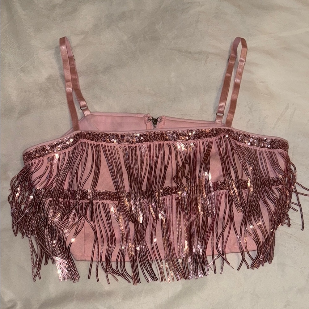 Altar'd State Pink Sequin Crop Top